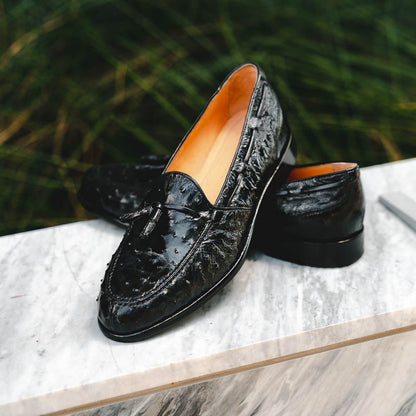 13 - 581 - Blk Franco Ostrich Tassel Loafer, Black Shop by Zelli Italia – Don't Panic Shoes