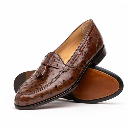 13 - 581 - Brn Franco Ostrich Tassel Loafer, Brown Shop by Zelli Italia – Don't Panic Shoes