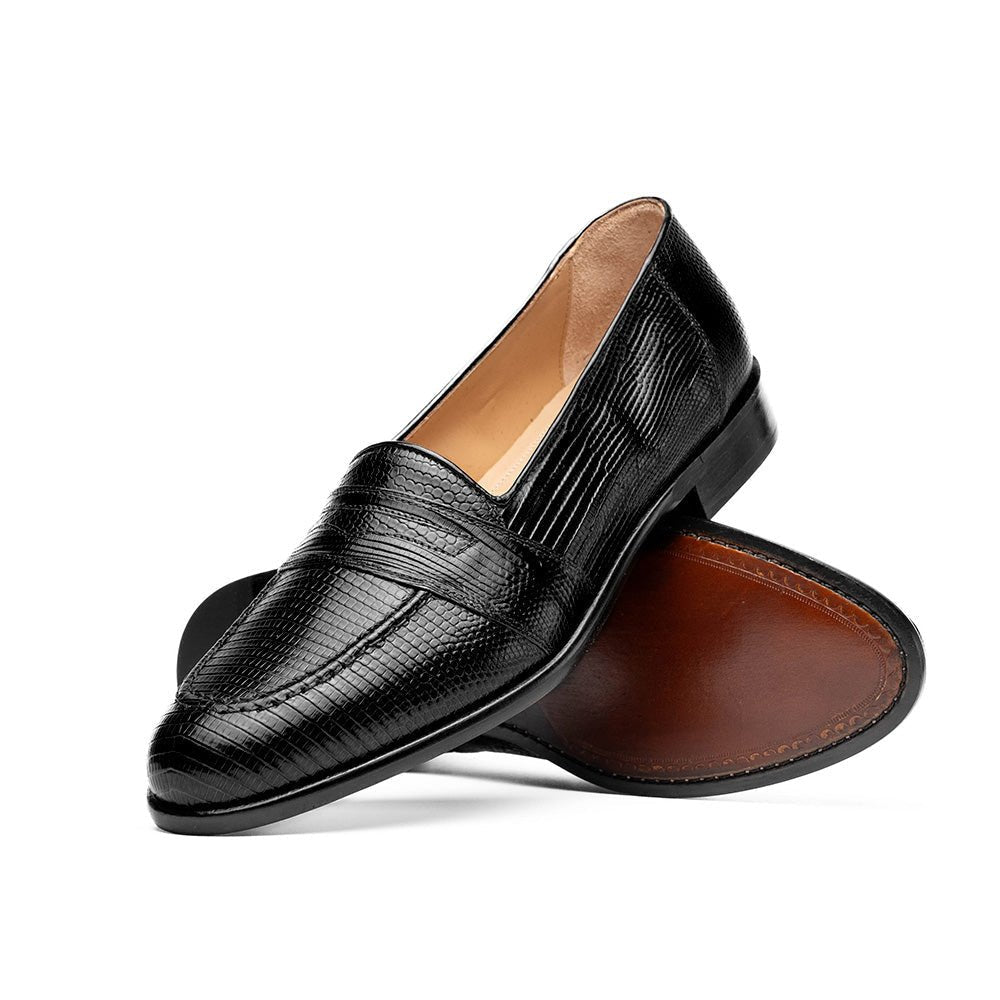 14 - 202 - Blk Rossi Teju Lizard Penny Loafer, Black Shop by Zelli Italia – Don't Panic Shoes