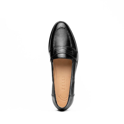 14 - 202 - Blk Rossi Teju Lizard Penny Loafer, Black Shop by Zelli Italia – Don't Panic Shoes