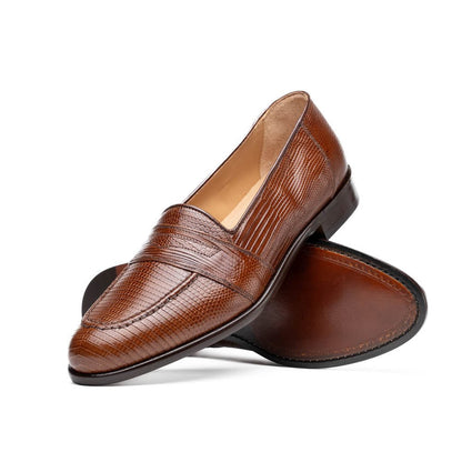 14 - 202 - Cgn Rossi Teju Lizard Penny Loafer, Cognac Shop by Zelli Italia – Don't Panic Shoes