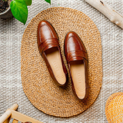 14 - 202 - Cgn Rossi Teju Lizard Penny Loafer, Cognac Shop by Zelli Italia – Don't Panic Shoes