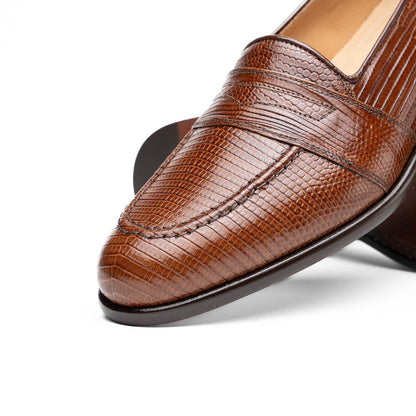 14 - 202 - Cgn Rossi Teju Lizard Penny Loafer, Cognac Shop by Zelli Italia – Don't Panic Shoes