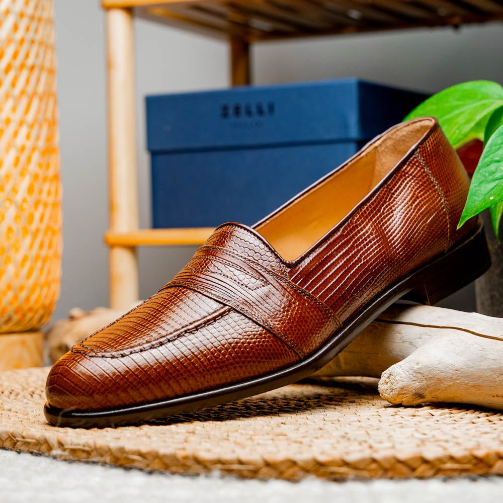 14 - 202 - Cgn Rossi Teju Lizard Penny Loafer, Cognac Shop by Zelli Italia – Don't Panic Shoes
