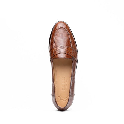 14 - 202 - Cgn Rossi Teju Lizard Penny Loafer, Cognac Shop by Zelli Italia – Don't Panic Shoes
