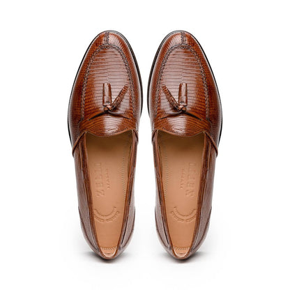 14 - 580 - Cgn Franco Teju Lizard Tassel Loafer, Cognac Shop by Zelli Italia – Don't Panic Shoes