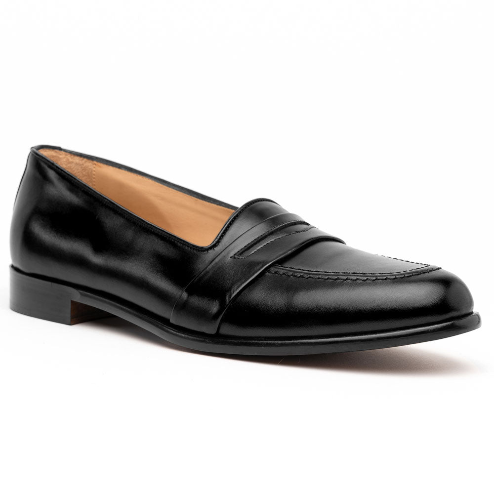 15 - 203 - Blk Savannah Calfskin Penny Loafer, Black Shop by Zelli Italia – Don't Panic Shoes