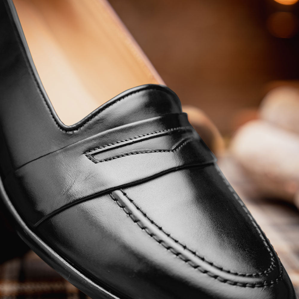 15 - 203 - Blk Savannah Calfskin Penny Loafer, Black Shop by Zelli Italia – Don't Panic Shoes