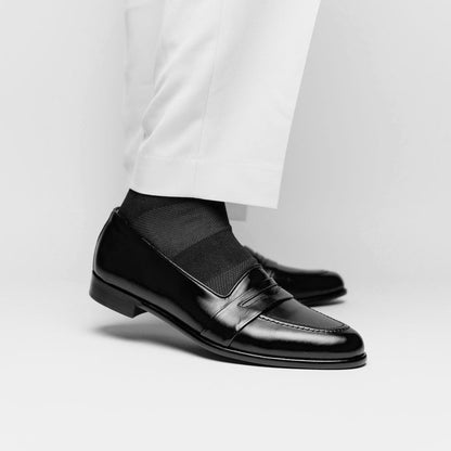 15 - 203 - Blk Savannah Calfskin Penny Loafer, Black Shop by Zelli Italia – Don't Panic Shoes