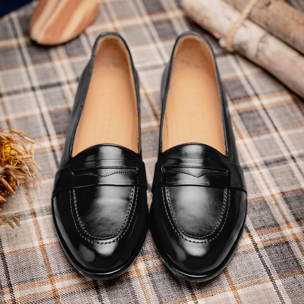 15 - 203 - Blk Savannah Calfskin Penny Loafer, Black Shop by Zelli Italia – Don't Panic Shoes