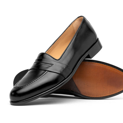 15 - 203 - Blk Savannah Calfskin Penny Loafer, Black Shop by Zelli Italia – Don't Panic Shoes