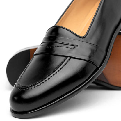 15 - 203 - Blk Savannah Calfskin Penny Loafer, Black Shop by Zelli Italia – Don't Panic Shoes