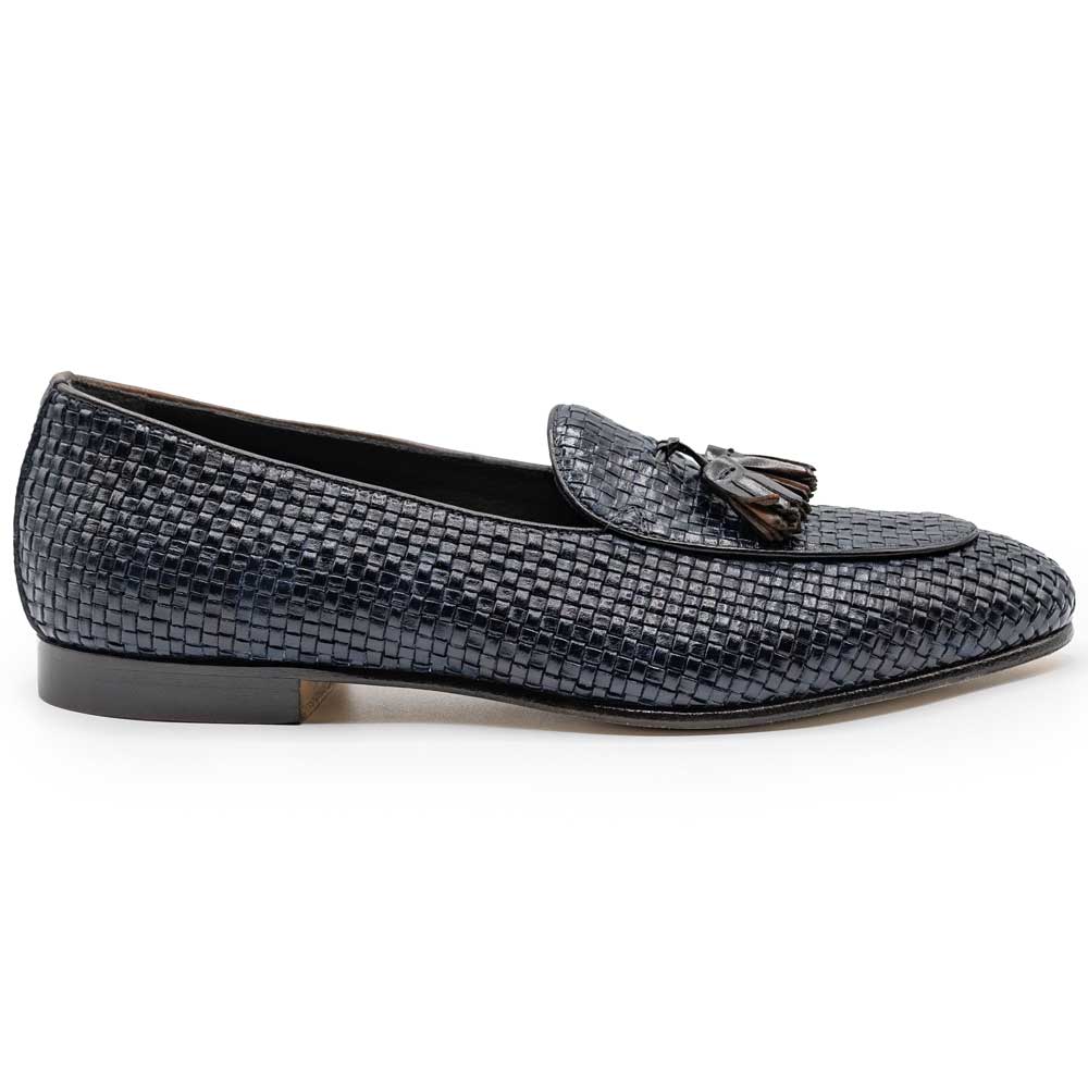 15 - 216 - Nvy Tino Calfskin Woven Tassel Loafer, Navy Shop by Zelli Italia – Don't Panic Shoes