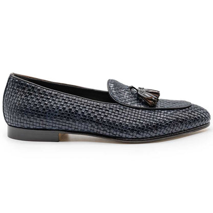 15 - 216 - Nvy Tino Calfskin Woven Tassel Loafer, Navy Shop by Zelli Italia – Don't Panic Shoes