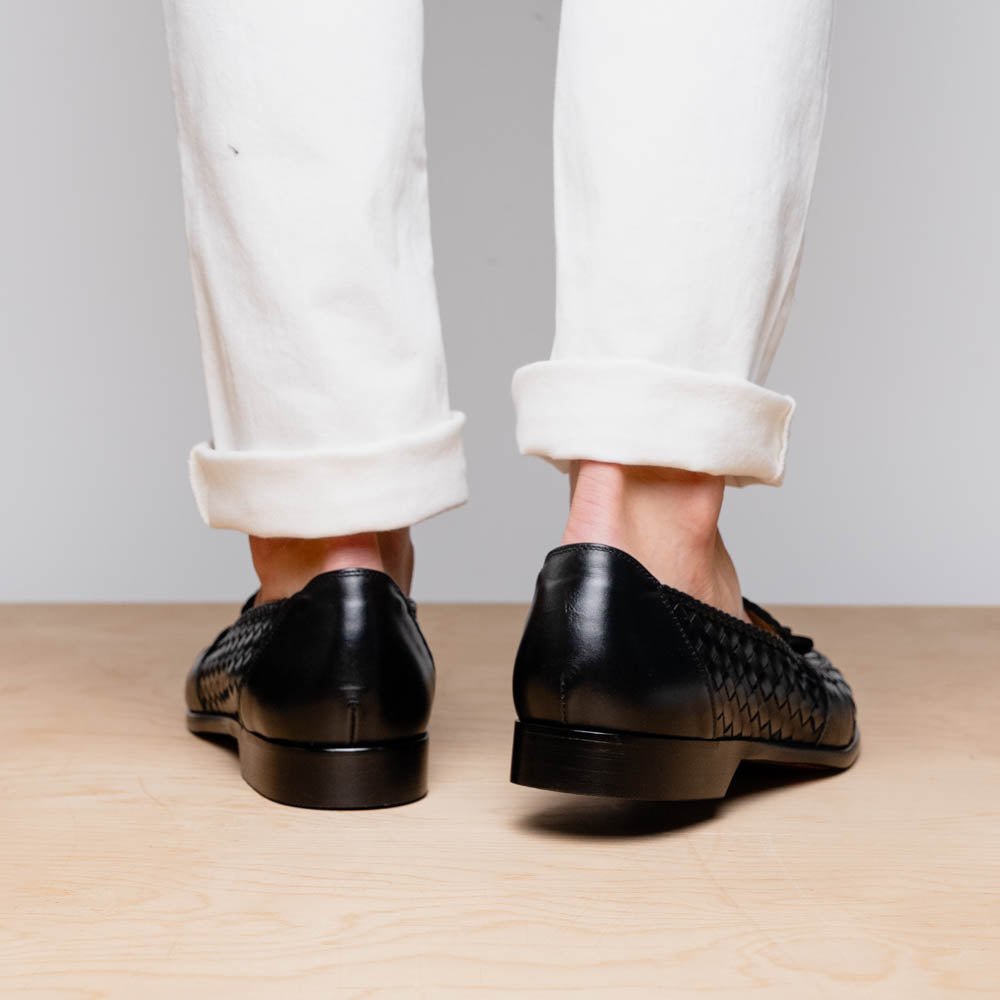 15 - 250 - Blk Riviera Basketweave Calfskin Tassel Loafer, Black Shop by Zelli Italia – Don't Panic Shoes