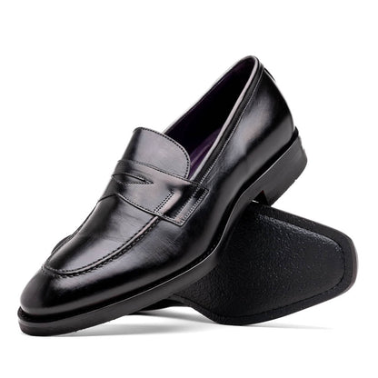 15 - 400 - Blk Roma Hand Burnished Calfskin Penny Loafer Black Shop by Zelli Italia – Don't Panic Shoes