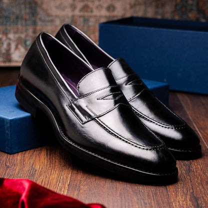 15 - 400 - Blk Roma Hand Burnished Calfskin Penny Loafer Black Shop by Zelli Italia – Don't Panic Shoes