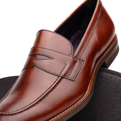 15 - 400 - Cgn Roma Hand Burnished Calfskin Penny Loafer Cognac Shop by Zelli Italia – Don't Panic Shoes
