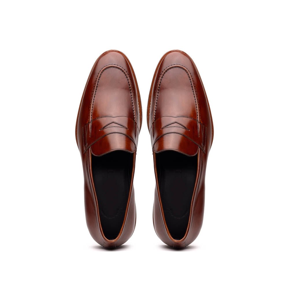 15 - 400 - Cgn Roma Hand Burnished Calfskin Penny Loafer Cognac Shop by Zelli Italia – Don't Panic Shoes
