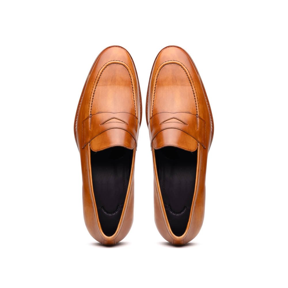 15 - 400 - Cml Roma Hand Burnished Calfskin Penny Loafer Camel Shop by Zelli Italia – Don't Panic Shoes
