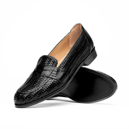 15 - 585 - Blk Nicola Italian Calfskin Basketweave, Black Shop by Zelli Italia – Don't Panic Shoes