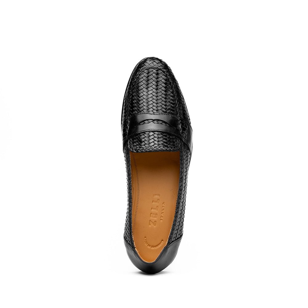 15 - 585 - Blk Nicola Italian Calfskin Basketweave, Black Shop by Zelli Italia – Don't Panic Shoes