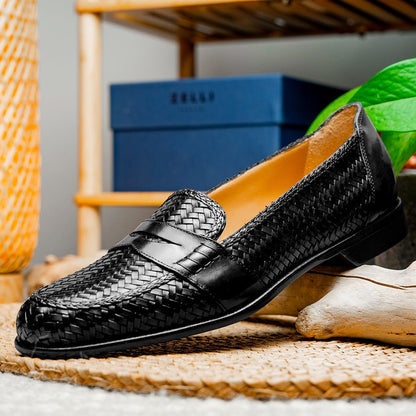 15 - 585 - Blk Nicola Italian Calfskin Basketweave, Black Shop by Zelli Italia – Don't Panic Shoes