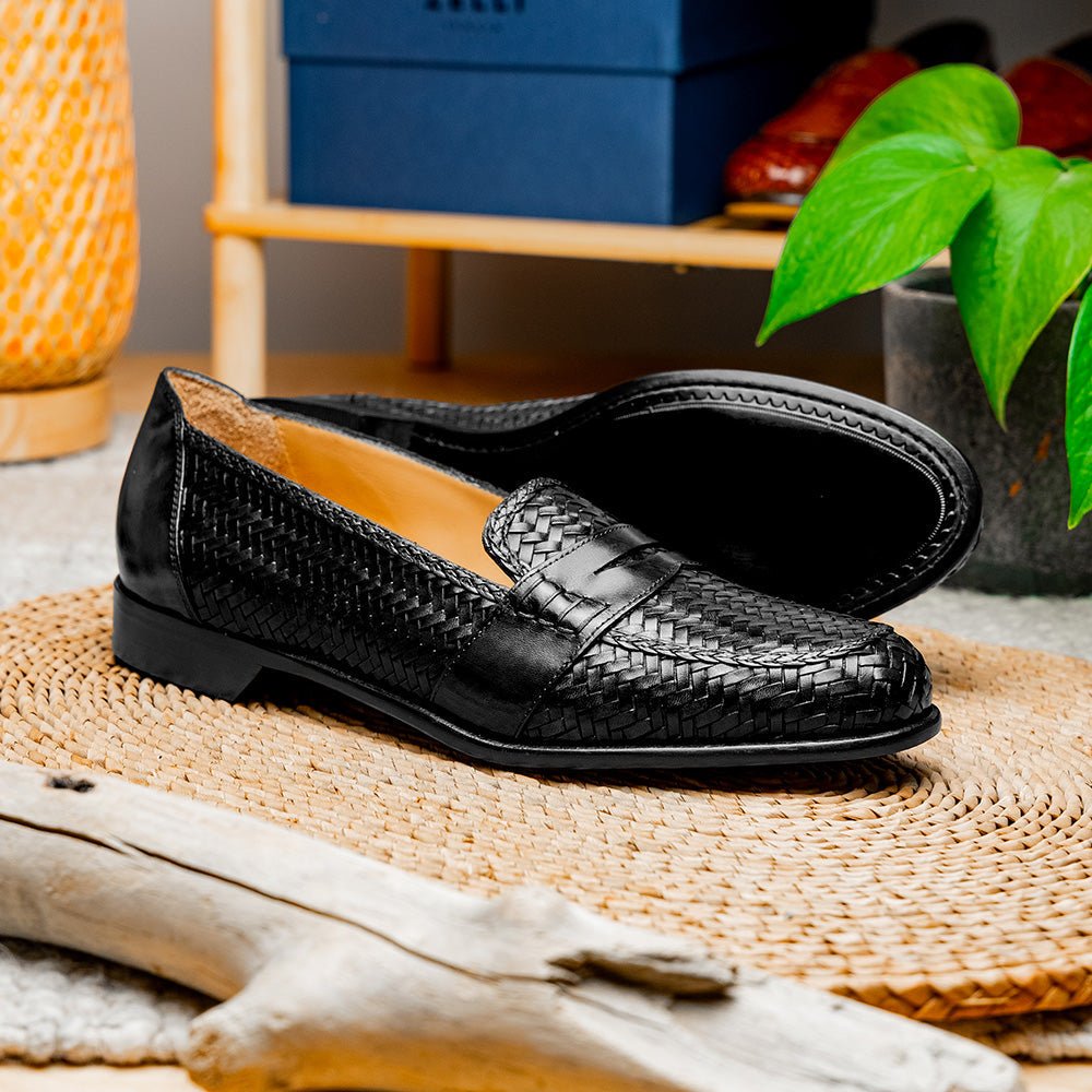 15 - 585 - Blk Nicola Italian Calfskin Basketweave, Black Shop by Zelli Italia – Don't Panic Shoes