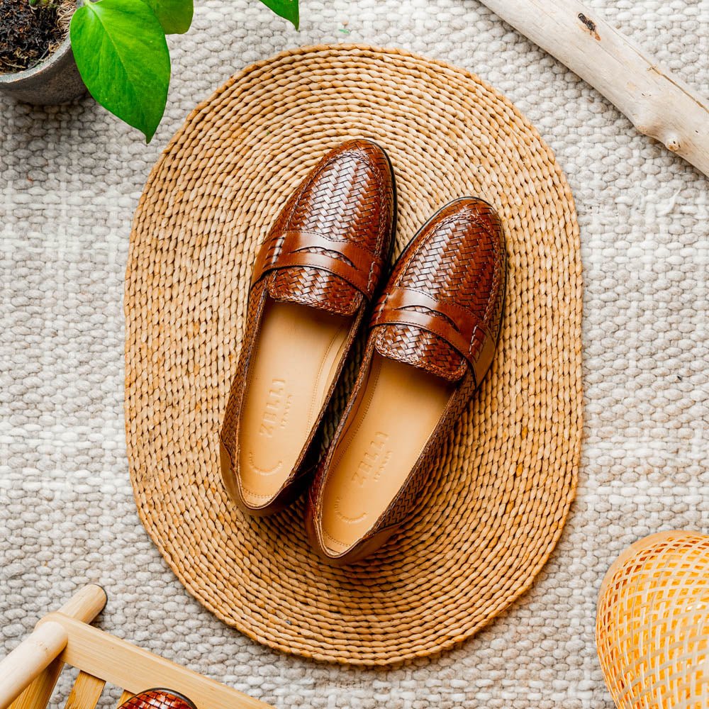 15 - 585 - Cgn Nicola Italian Calfskin Basketweave, Cognac Shop by Zelli Italia – Don't Panic Shoes