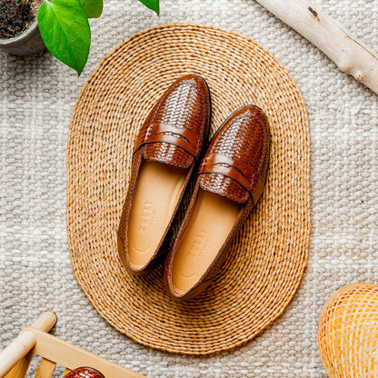 15 - 585 - Cgn Nicola Italian Calfskin Basketweave, Cognac Shop by Zelli Italia – Don't Panic Shoes