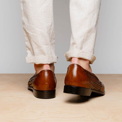 15 - 585 - Cgn Nicola Italian Calfskin Basketweave, Cognac Shop by Zelli Italia – Don't Panic Shoes