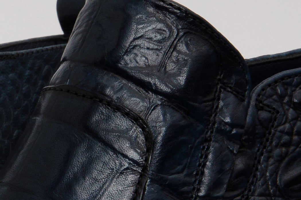 The Randor Navy Blue Crocodile Leather Side-Zip Dress Ankle Men Boot