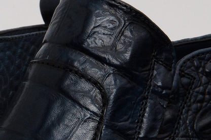 The Randor Navy Blue Crocodile Leather Side-Zip Dress Ankle Men Boot