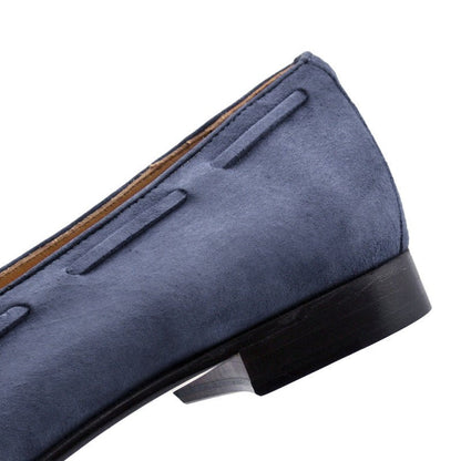 16 - 580 - Blu Naples Italian Kid Suede Tassel Loafer, Blue Water Sale by Zelli Italia – Don't Panic Shoes