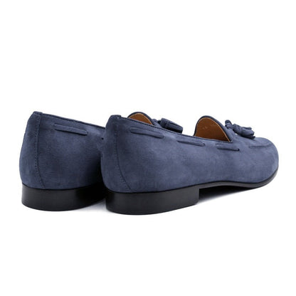 16 - 580 - Blu Naples Italian Kid Suede Tassel Loafer, Blue Water Sale by Zelli Italia – Don't Panic Shoes