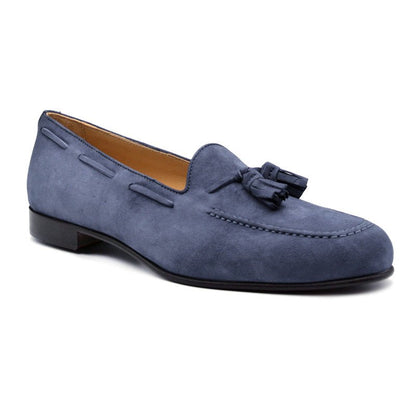 16 - 580 - Blu Naples Italian Kid Suede Tassel Loafer, Blue Water Sale by Zelli Italia – Don't Panic Shoes