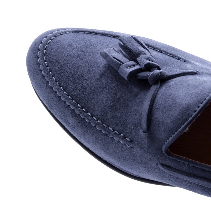 16 - 580 - Blu Naples Italian Kid Suede Tassel Loafer, Blue Water Sale by Zelli Italia – Don't Panic Shoes