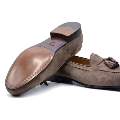 16 - 580 - Moc Naples Italian Kid Suede Tassel Loafer, Mocha Sale by Zelli Italia – Don't Panic Shoes