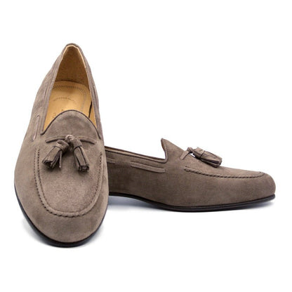 16 - 580 - Moc Naples Italian Kid Suede Tassel Loafer, Mocha Sale by Zelli Italia – Don't Panic Shoes