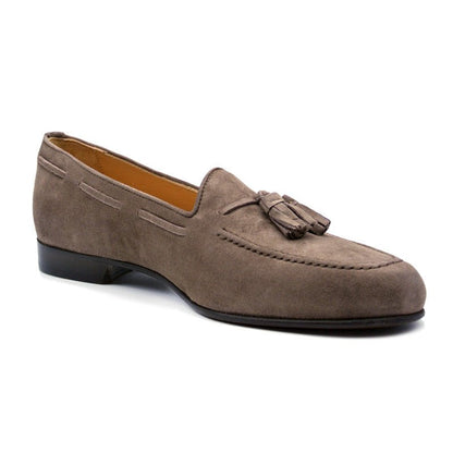 16 - 580 - Moc Naples Italian Kid Suede Tassel Loafer, Mocha Sale by Zelli Italia – Don't Panic Shoes