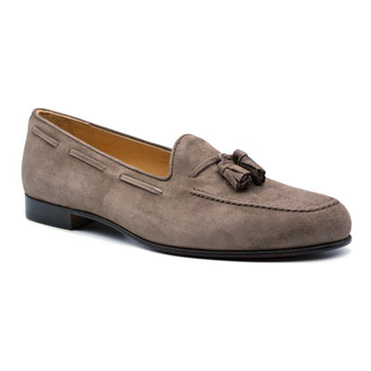 16 - 580 - Moc Naples Italian Kid Suede Tassel Loafer, Mocha Sale by Zelli Italia – Don't Panic Shoes