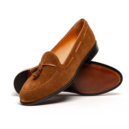 16 - 583 - Tab Franco Suede Calfskin Tassel Loafer, Tobacco Shop by Zelli Italia – Don't Panic Shoes
