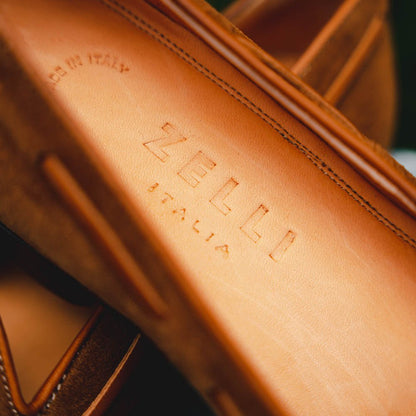 16 - 583 - Tab Franco Suede Calfskin Tassel Loafer, Tobacco Shop by Zelli Italia – Don't Panic Shoes