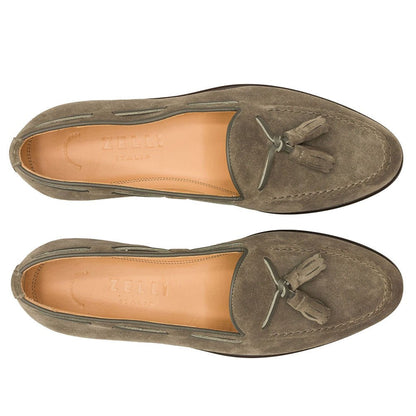 16 - 583 - Tpe Franco Suede Calfskin Tassel Loafer, Taupe Shop by Zelli Italia – Don't Panic Shoes