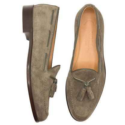 16 - 583 - Tpe Franco Suede Calfskin Tassel Loafer, Taupe Shop by Zelli Italia – Don't Panic Shoes