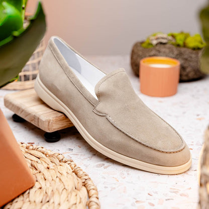 16 - 621 - Bon Livorno Sueded Italian Goatskin Loafer Bone Shop by Zelli Italia – Don't Panic Shoes