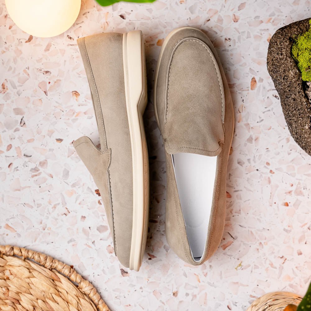 16 - 621 - Bon Livorno Sueded Italian Goatskin Loafer Bone Shop by Zelli Italia – Don't Panic Shoes