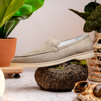 16 - 621 - Bon Livorno Sueded Italian Goatskin Loafer Bone Shop by Zelli Italia – Don't Panic Shoes