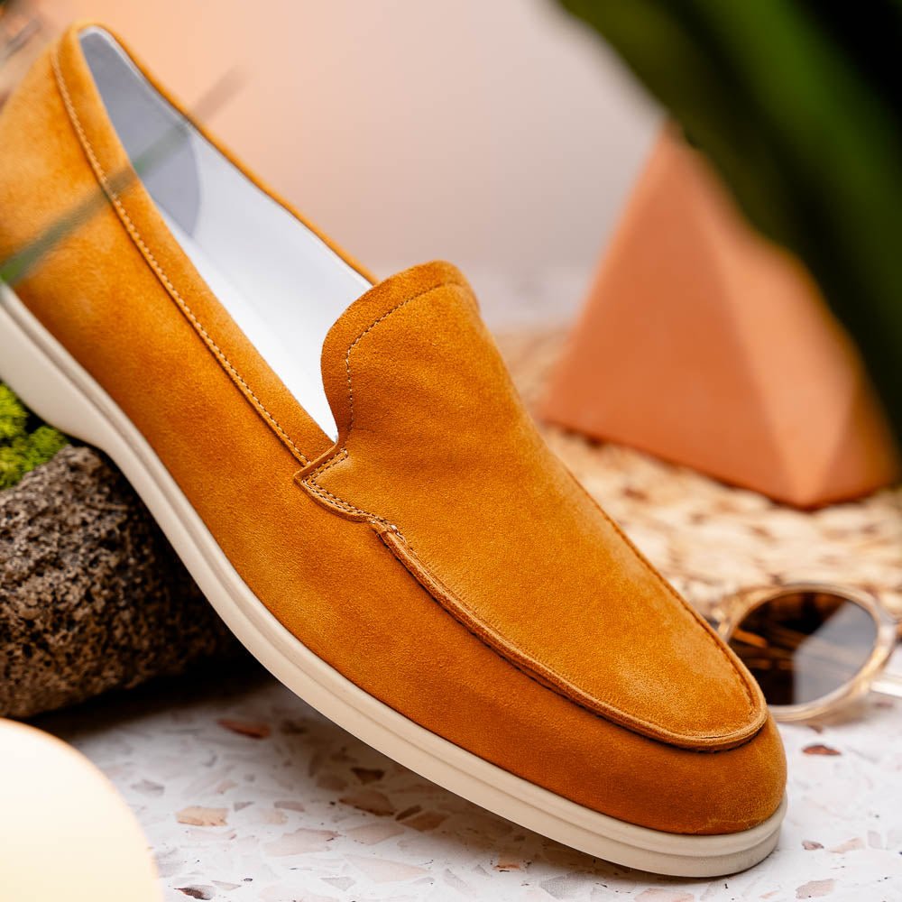 16 - 621 - Cgn Livorno Sueded Italian Goatskin Loafer Cognac Sale by Zelli Italia – Don't Panic Shoes
