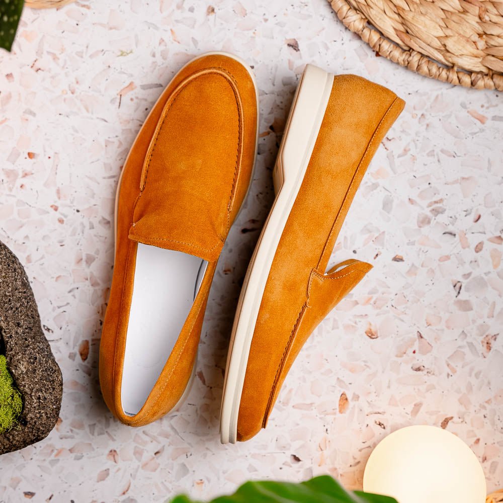 16 - 621 - Cgn Livorno Sueded Italian Goatskin Loafer Cognac Sale by Zelli Italia – Don't Panic Shoes